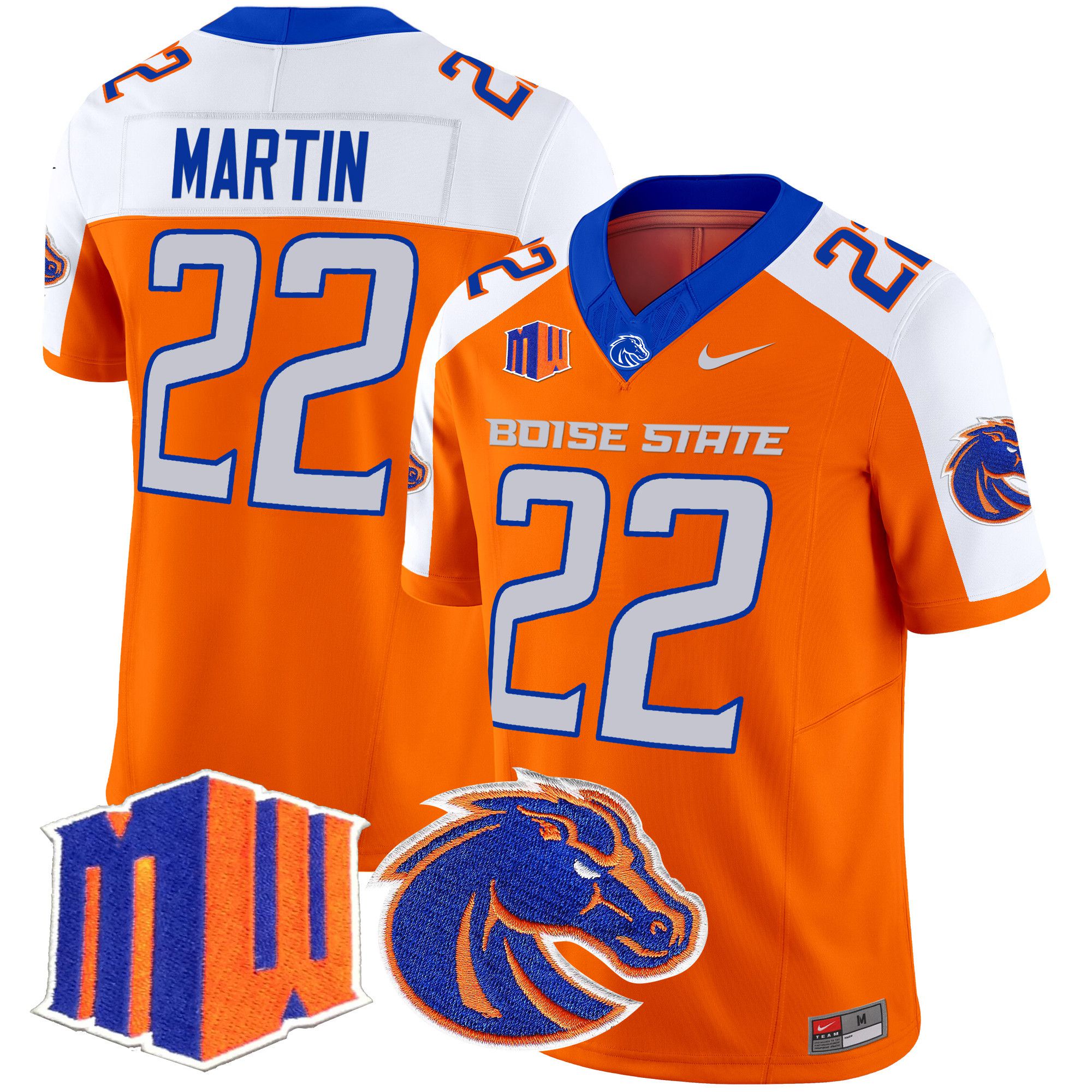 Men Boise State Broncos #22 Martin Orange Nike 2024 Vapor Limited NCAA Jersey